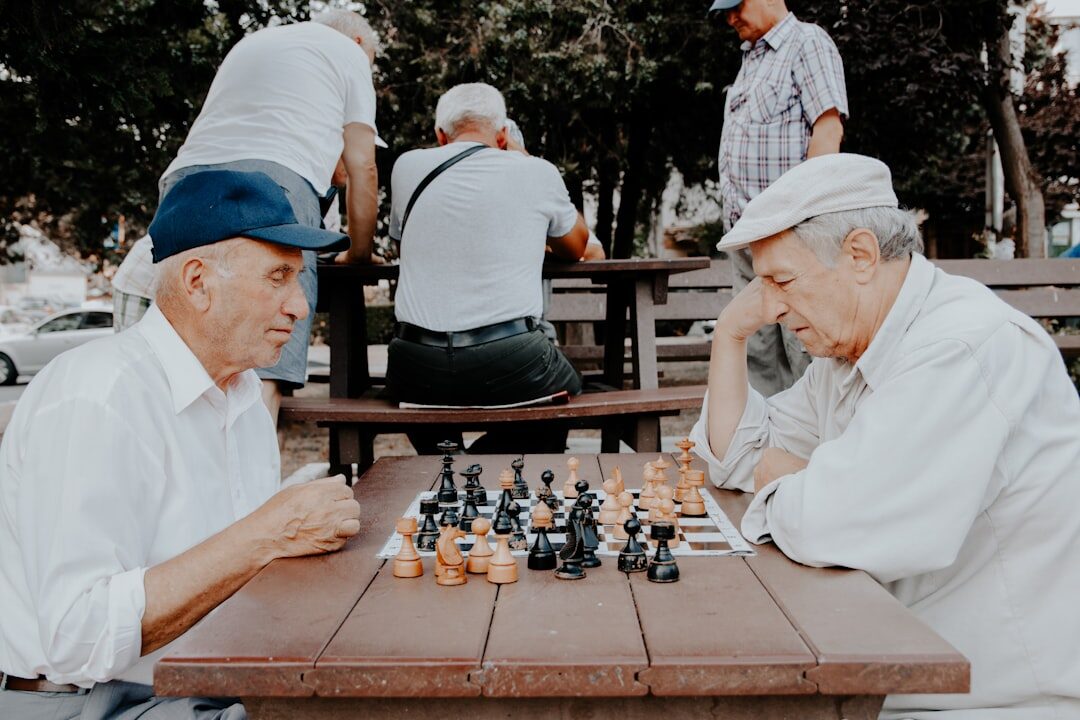 seniors playing board games