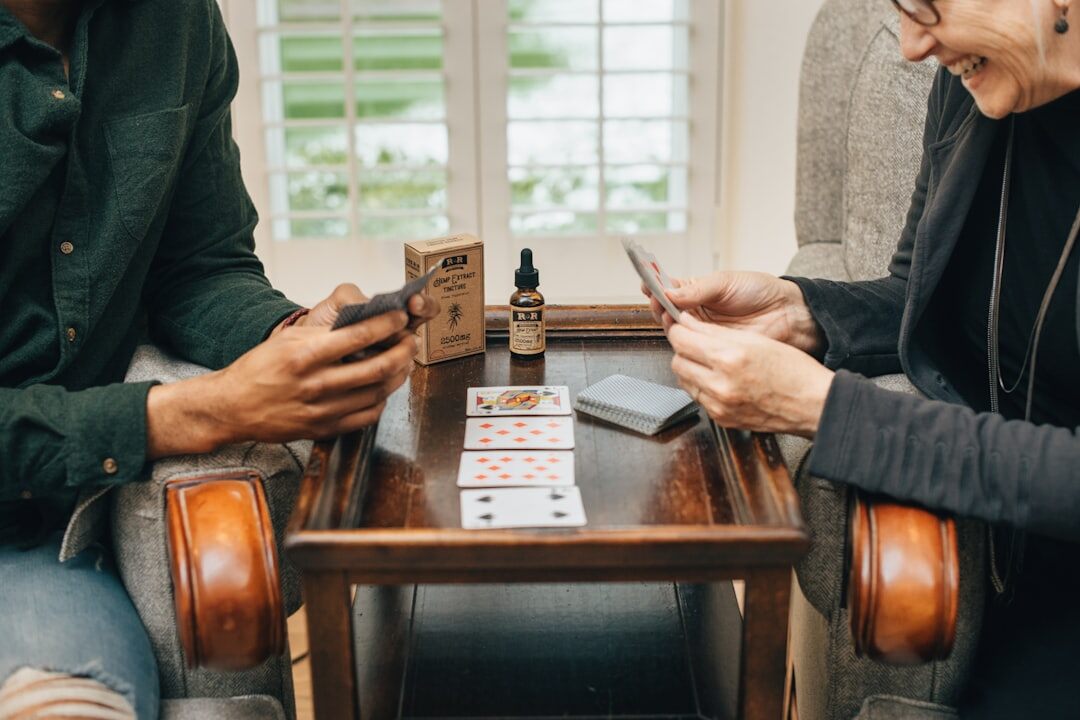 seniors playing cards
